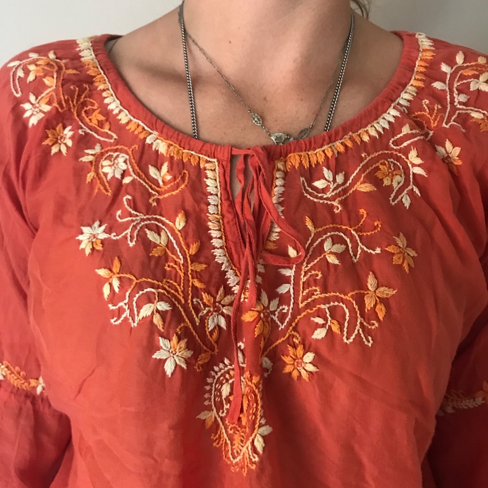Lucky Brand Cotton & Silk Bell-Sleeved Blouse